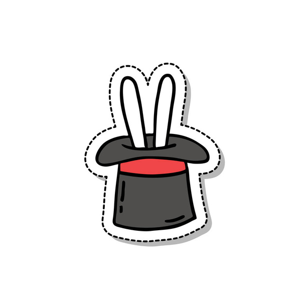 Królik w kapeluszu doodle ikona - Wektor, obraz