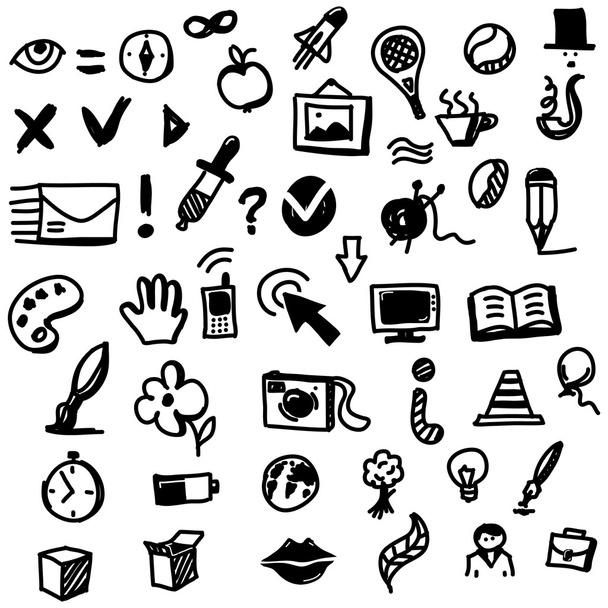 Hand drawing sketch icon set of different objects - Вектор, зображення