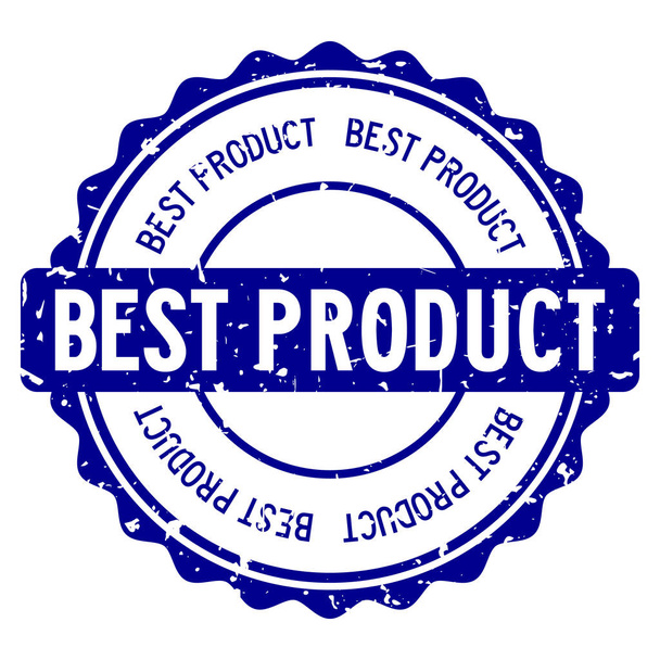 Grunge azul melhor palavra do produto redonda selo de borracha no fundo branco
 - Vetor, Imagem