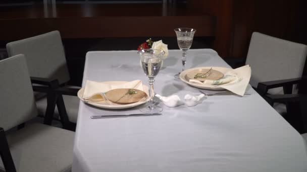 Served festive table in the restaurant - Footage, Video
