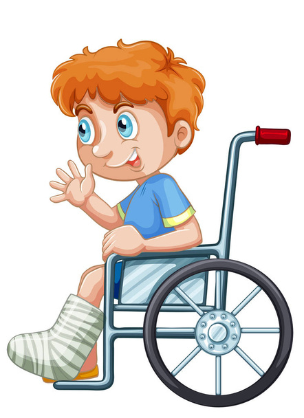 A boy on wheelchair - Vector, Image