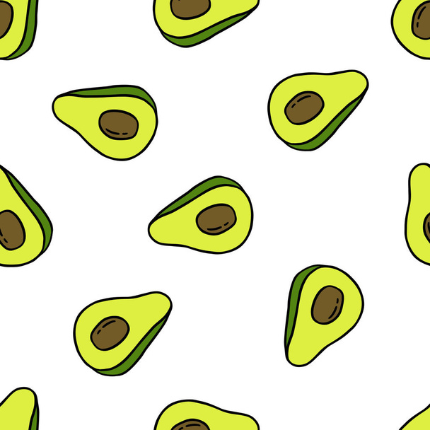 avocado seamless doodle pattern - Vector, Image