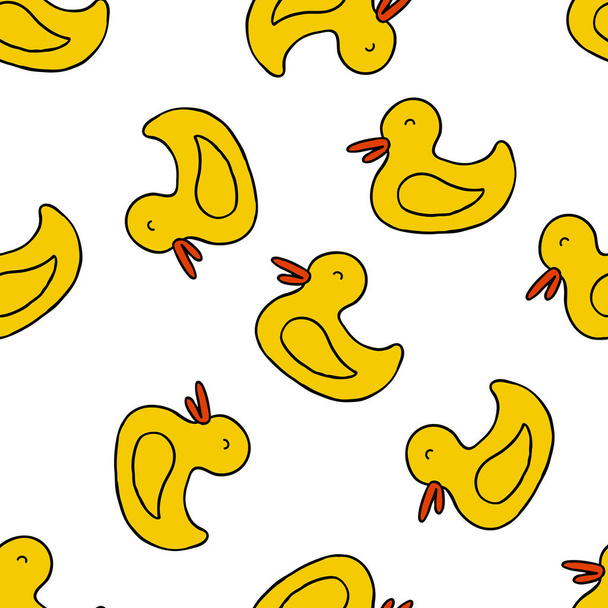 rubber duck seamless doodle pattern - Vektor, Bild