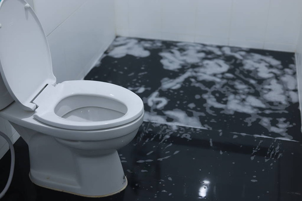 Bathroom with flooding  flush toilet. - Photo, image