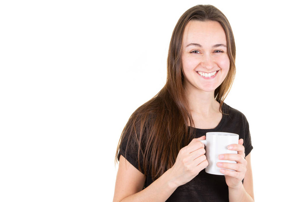 menina adolescente bonita com uma caneca quente de chá
 - Foto, Imagem