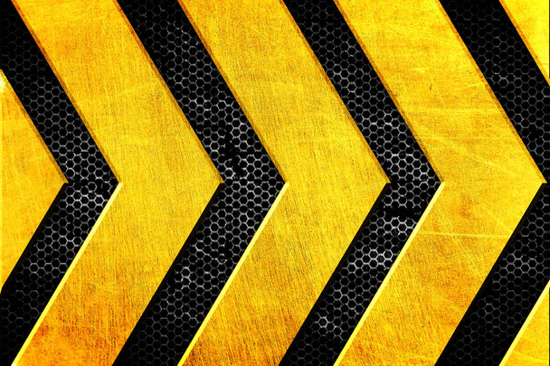 グランジ金属の背景を黄色の看板。金属板のパターン  - 写真・画像