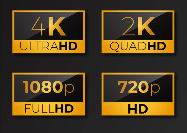 4 k ultrahd, Quad 2 k, HD 1080 full hd i hd  - Wektor, obraz