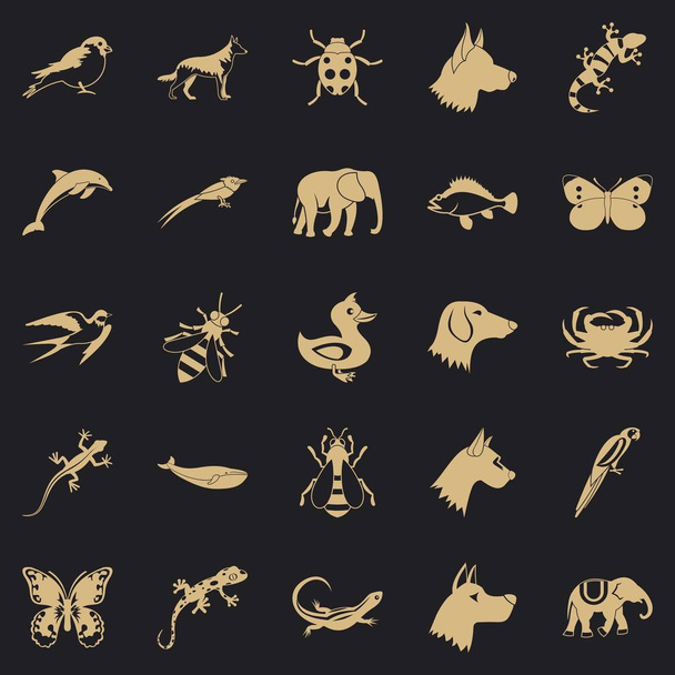 Animal kingdom icons set, simple style - Vektor, obrázek