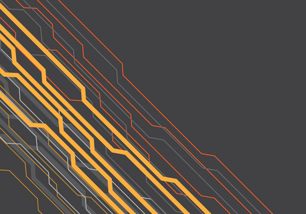 Línea de circuito gris rojo amarillo abstracto energía de luz en el espacio en blanco oscuro diseño moderno futurista vector de fondo ilustración
. - Vector, imagen