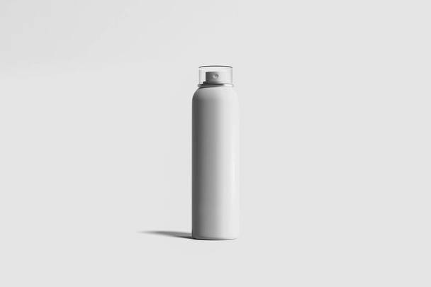 Valkoinen tyhjä Spray pullot Malli, kosmeettinen paketti.Blank malli valkoinen deodorantti pullo voi mallintaa. 3D-renderointi
. - Valokuva, kuva