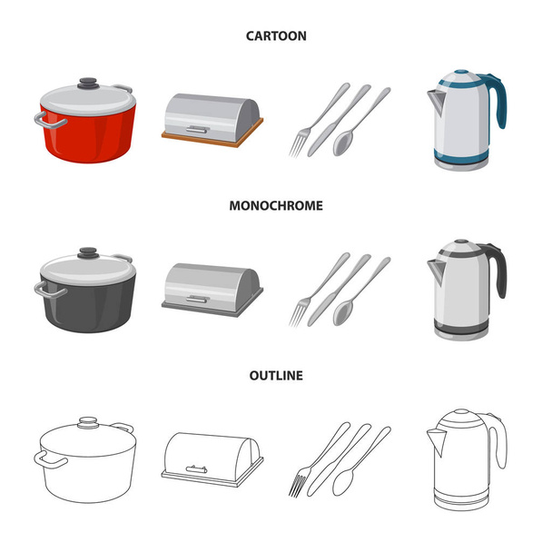 Векторная иллюстрация кухни и логотипа повара. Набор векторных иконок для кухни и бытовой техники на складе
. - Вектор,изображение