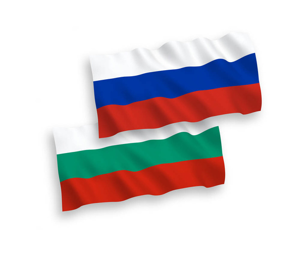 Bandeiras da Bulgária e da Rússia sobre um fundo branco
 - Vetor, Imagem