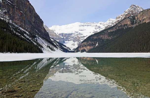 Mt Temple reflection in Lake Louise - Banff National Park, Alberta, Canada - Photo, Image