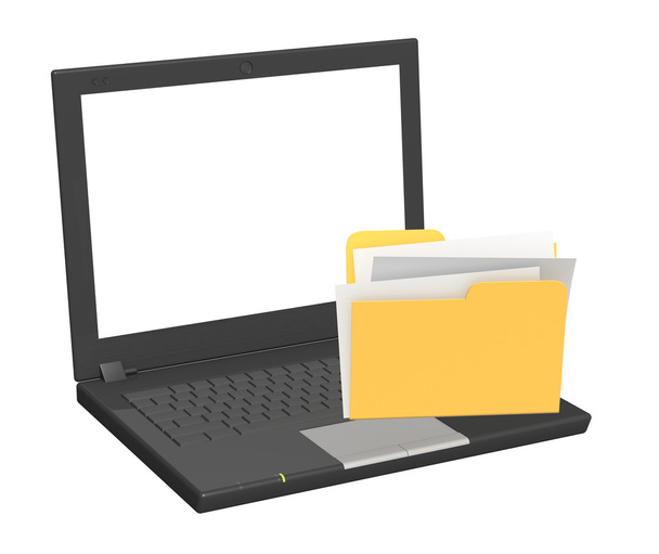 Laptop and folder - Foto, afbeelding