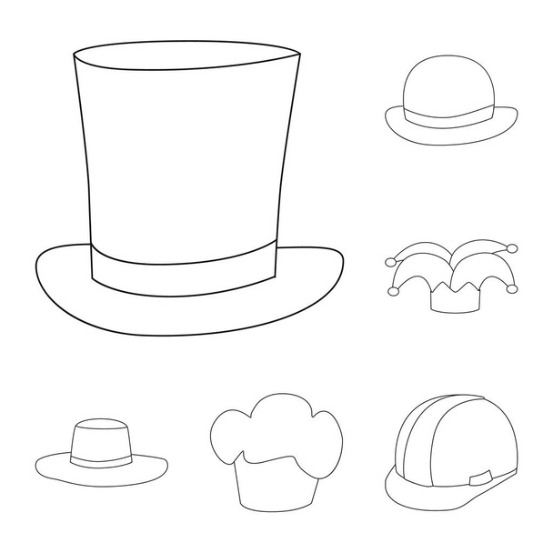 Isolated object of headgear and napper icon. Set of headgear and helmet stock vector illustration. - Vetor, Imagem