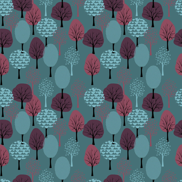 seamless pattern trees and bushes - Вектор, зображення