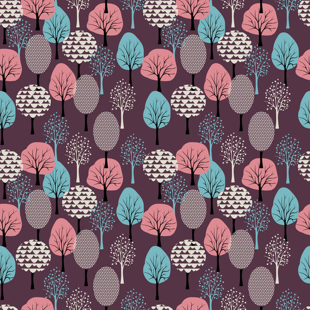 seamless pattern trees and bushes - Vector, afbeelding