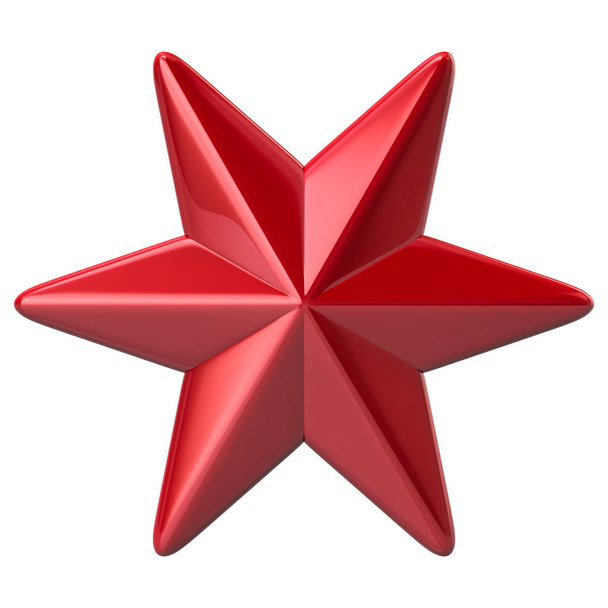 Six pointed red star 3d illustration - Foto, Imagem