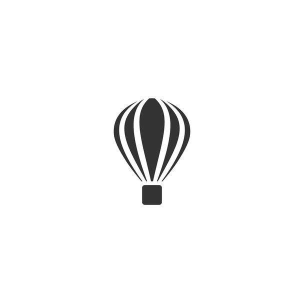 Balloon with basket simple silhouette vector icon. Parachute air balloon isolated icon. - Vector, Image