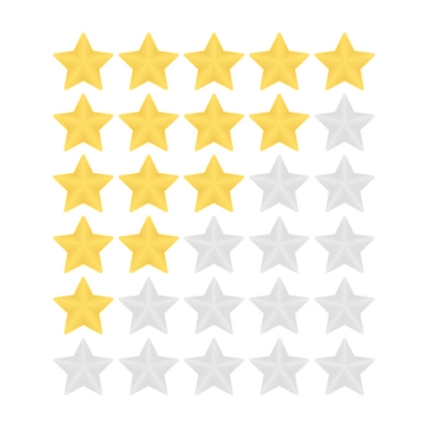 Rating golden and silver five stars vector icons. Ranking and voting colorful five stars icon set. - Vector, Image
