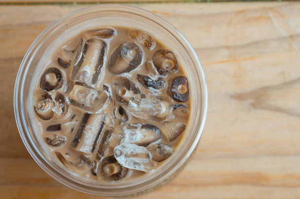 Top view of fresh iced mocha coffee. - Zdjęcie, obraz