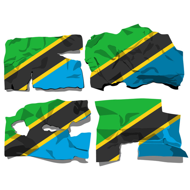 Set with the image of the flag of Tanzania. Vector. - Vector, Image
