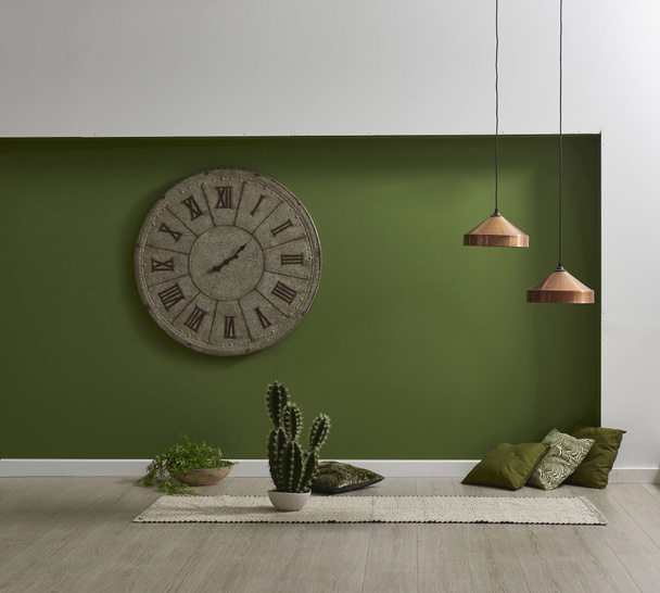  μοντέρνο πράσινο δωμάτιο και λαμπτήρες με πράσινα φυτά - Φωτογραφία, εικόνα