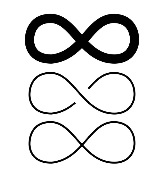 Grenzenloses Zeichen-Symbol isoliert auf weißem Hintergrund Vektorillustration gesetzt - Vektor, Bild