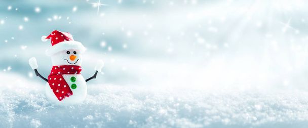 Hóember a havas téli csodaország - Fotó, kép