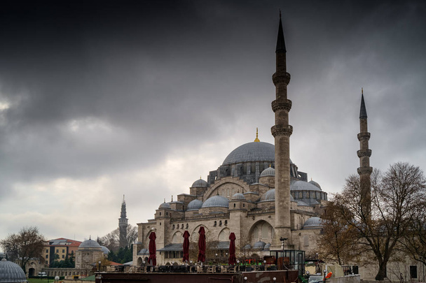 Suleymaniye Mosque in Istanbul, Turkey at rainy day - Fotó, kép