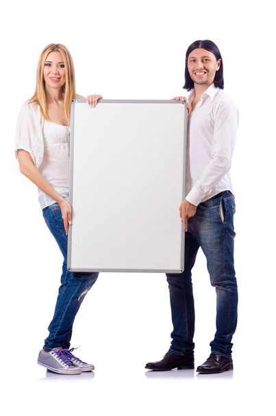 Pair of blank board isolated on white - Fotoğraf, Görsel