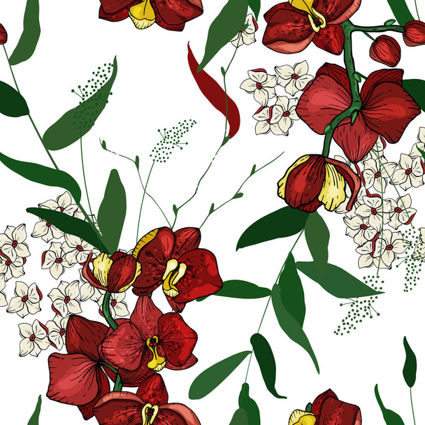 Blooming realistic garden flowers. Handdrawn style. Vector  - Vector, Image