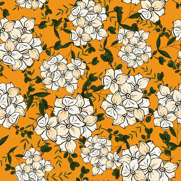 Conjunto de adorno floral sin costuras en vector. Patrón de flores mano d
 - Vector, Imagen