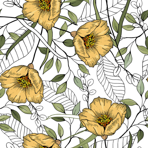 Modern botanical background. Hand drawn vector illustration. Fol - Vector, Image
