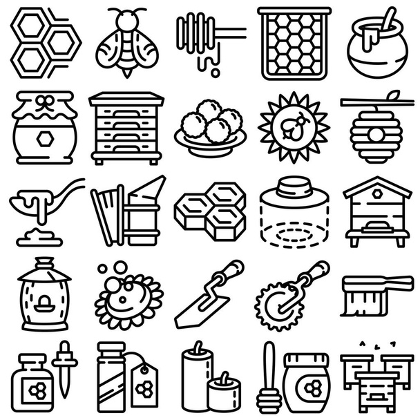 Propolis icons set, outline style - Vector, Image