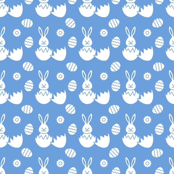 Seamless pattern with Easter Bunny, eggs. - Vector, Image