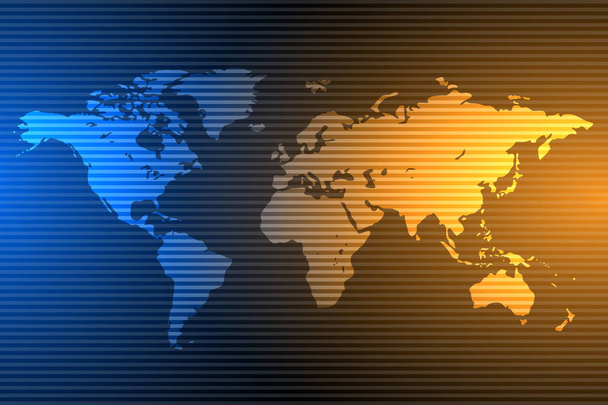 Modré a oranžové globální mapa pozadí s svislé čáry, vektorové - Vektor, obrázek