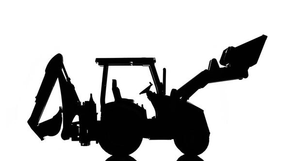 backhoe tractor silhouette, isolated on white background - Photo, Image