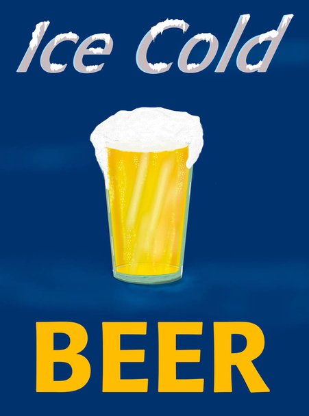 Ice Cold Beer Graphic or Sign - Fotoğraf, Görsel