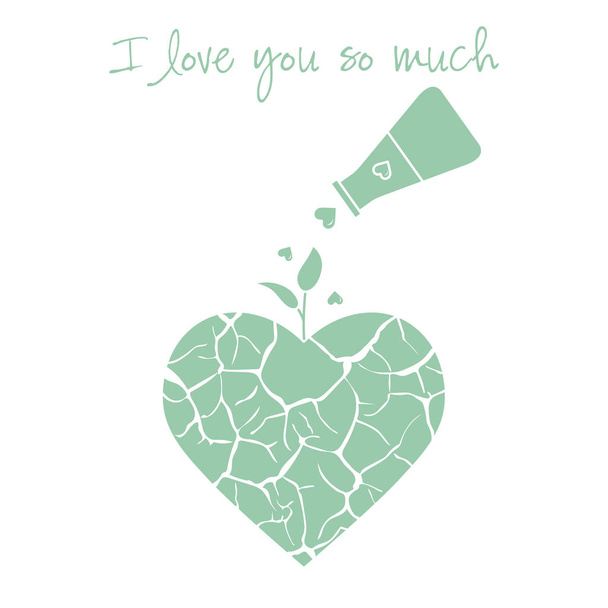 Valentine's Day greeting card. Broken heart's hope - Vector, Image