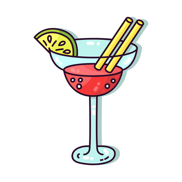 Cute cocktail cartoon icon - Vector, imagen