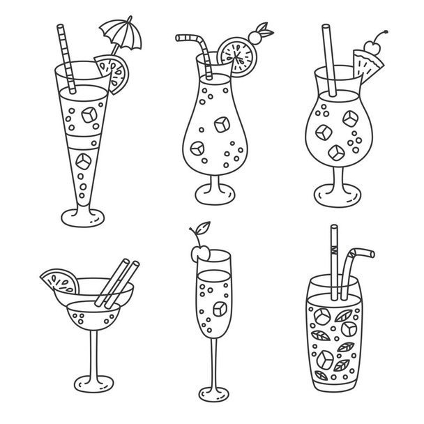 Cocktails icons vector set - Vetor, Imagem