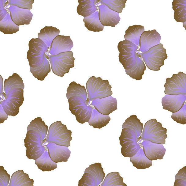 Seamless wild floral pattern with nasturtium. Hibiscus flowers on white background. Botanical Motifs scattered random. Texture for fashion print. Beautiful exotic plant. Vector illustration. - Vektori, kuva