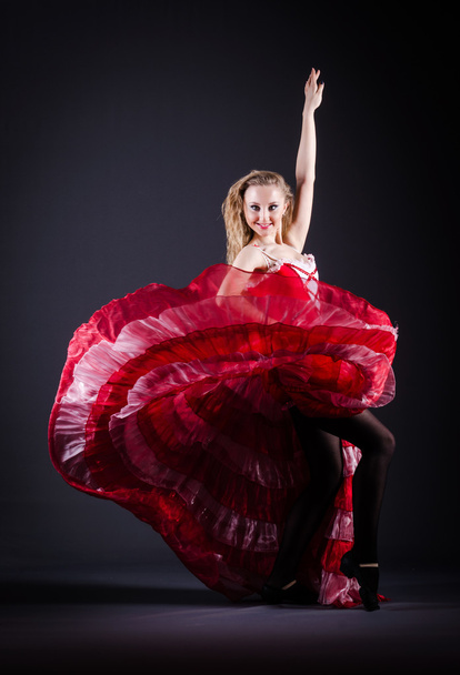 Girl in red dress dancing dance - Foto, Imagem