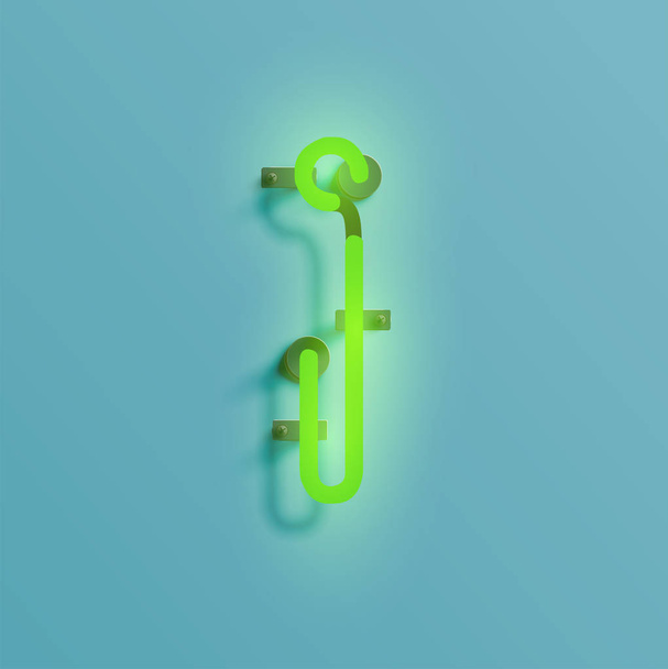 Realistic neon character from a typeset, vector - Vettoriali, immagini