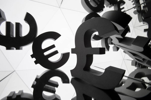 Euro et symbole de devise de livre avec beaucoup d'images de miroir
 - Photo, image