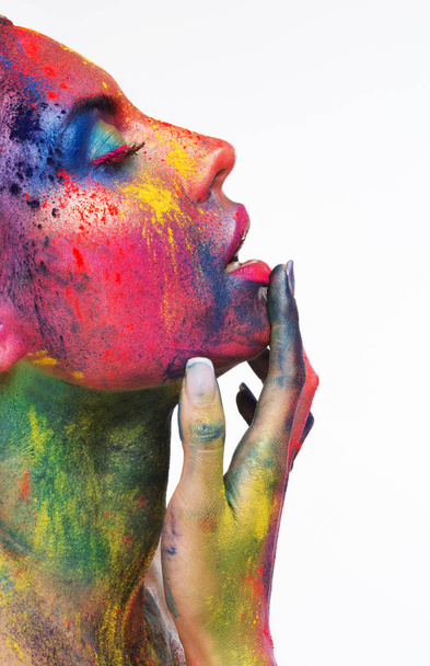 Érzéki nő, fényes színes alkotó - Fotó, kép