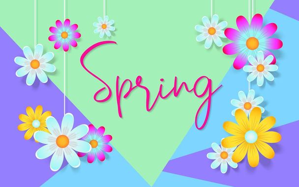 Spring card with beautiful flowers - Vector, afbeelding