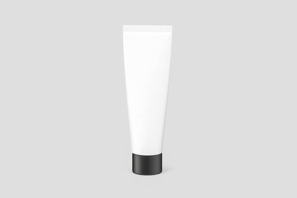 White glossy plastic tube for medicine or cosmetics cream, gel, skin care, toothpaste. Realistic packaging Mock up template. 3D rendering. - Valokuva, kuva