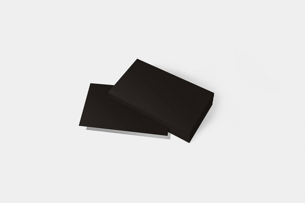 Biglietti da visita neri finto su sfondo grigio morbido, rendering 3d
 - Foto, immagini